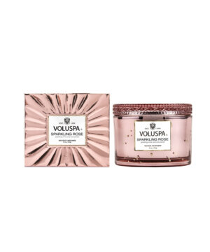 Voluspa aromātiskās sveces Sparkling Rose stikla trauciņā