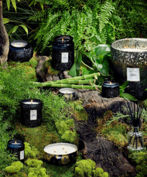 Voluspa aromātiskās sveces Moso Bamboo skaista sveču kompozīcija